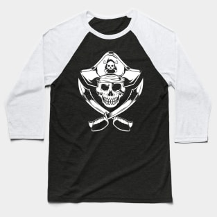 Pirate flag with sabers and skull - Pirate Baseball T-Shirt